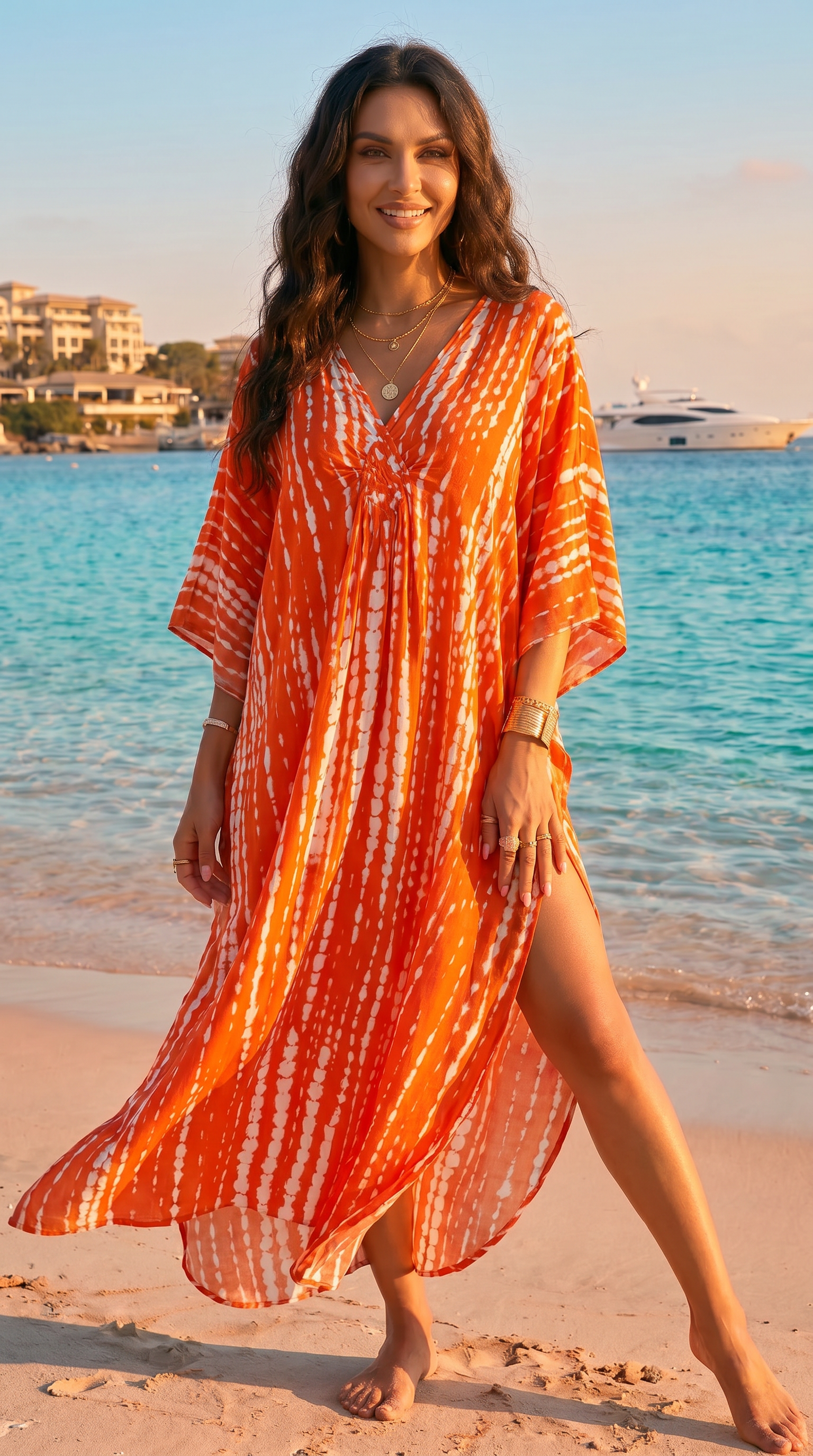 NOMI™ | Caftano Tie-Dye Maxi Da Spiaggia