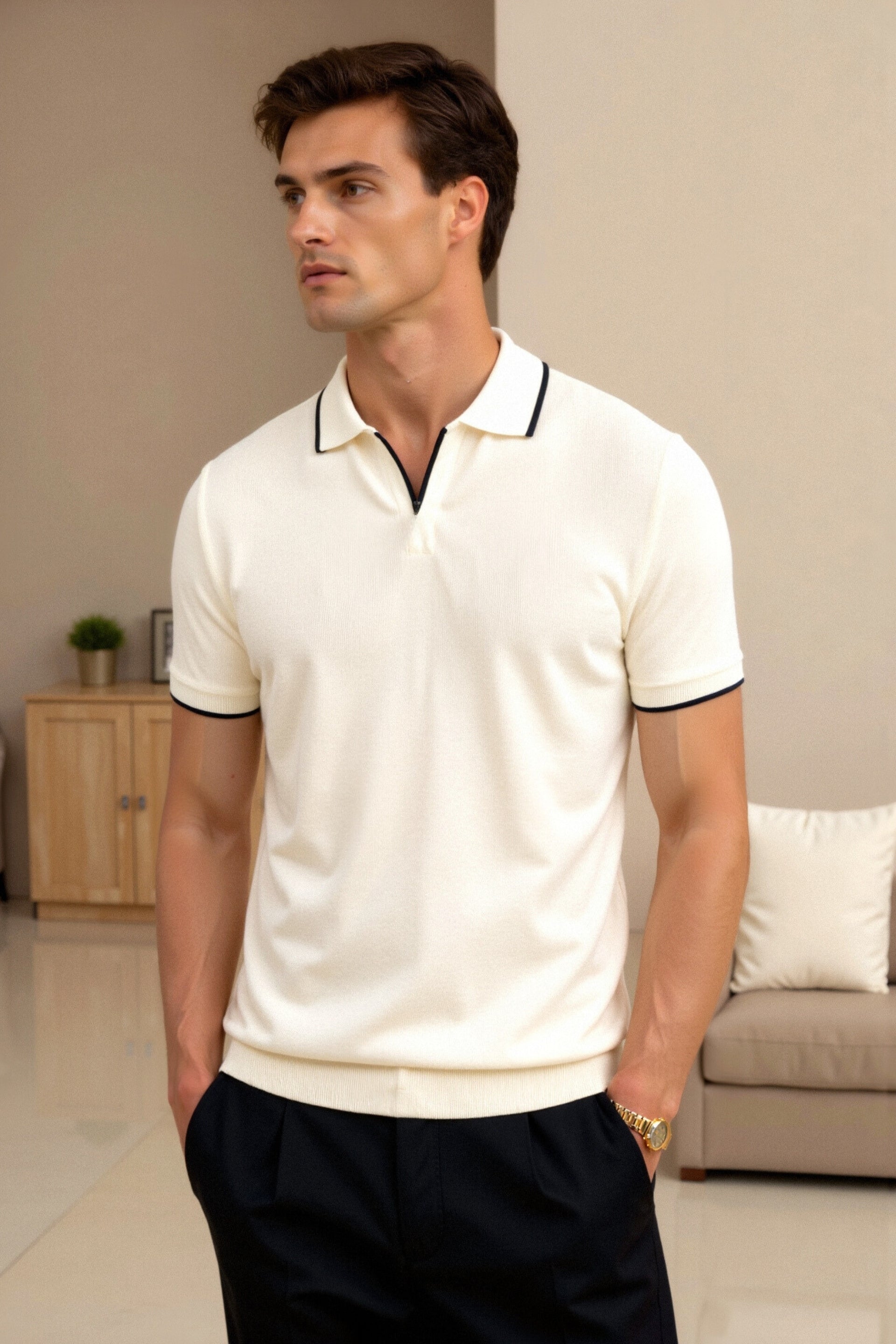 NOMI™ - Polo slim fit con finiture a contrasto