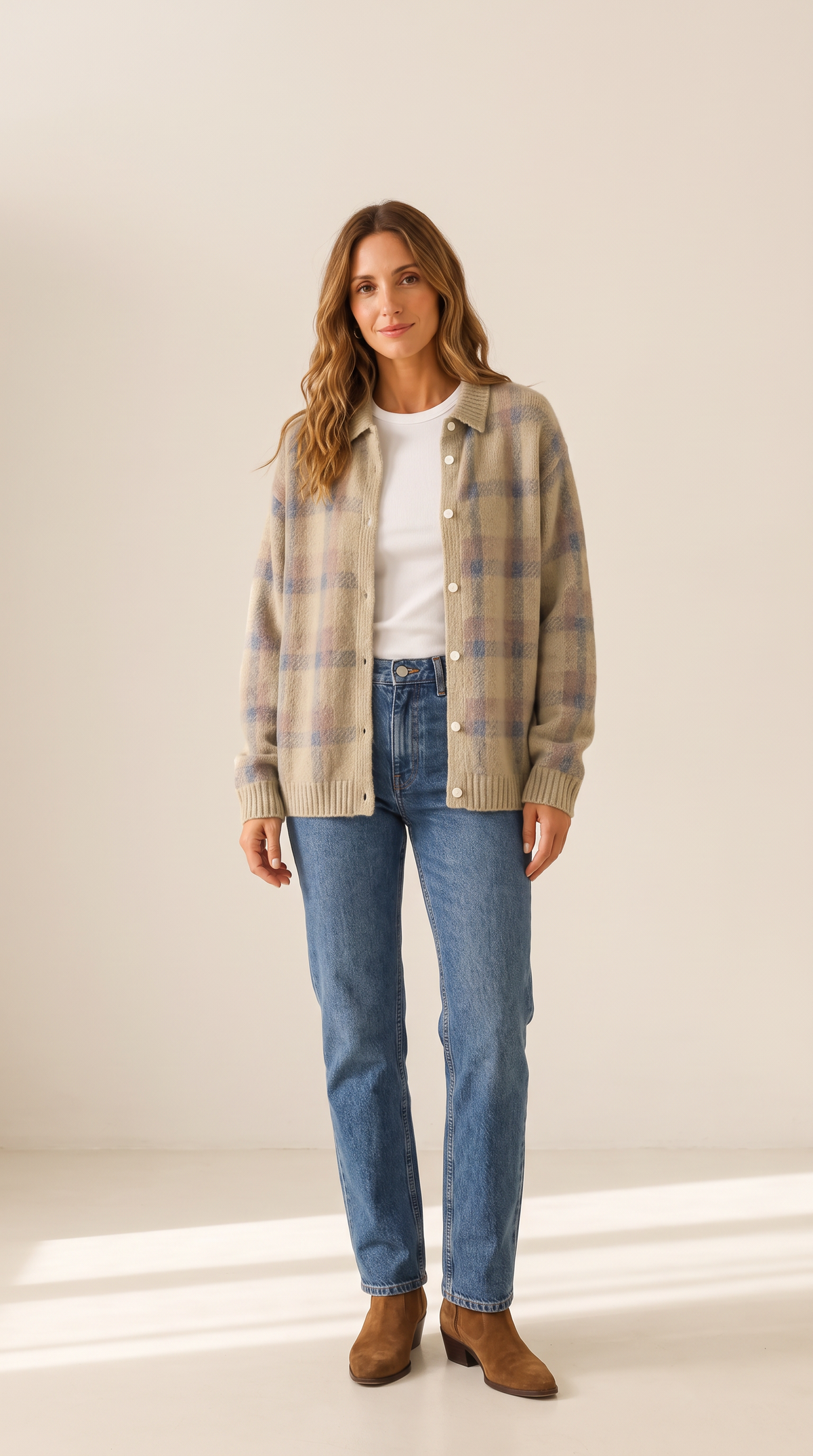 Cardigan a Quadri Oversize