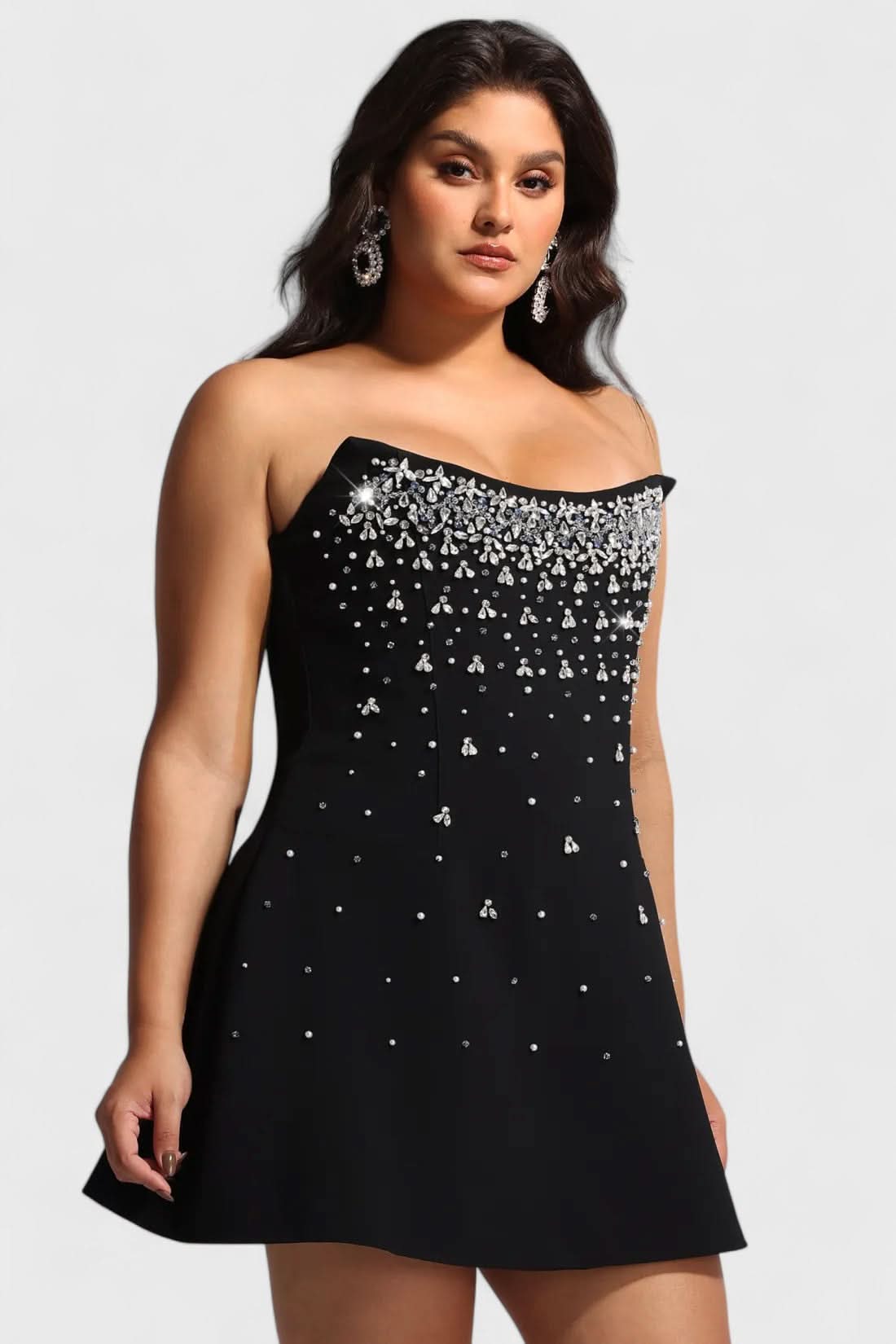 NOMI™ | Mini Abito con Pietre Strass