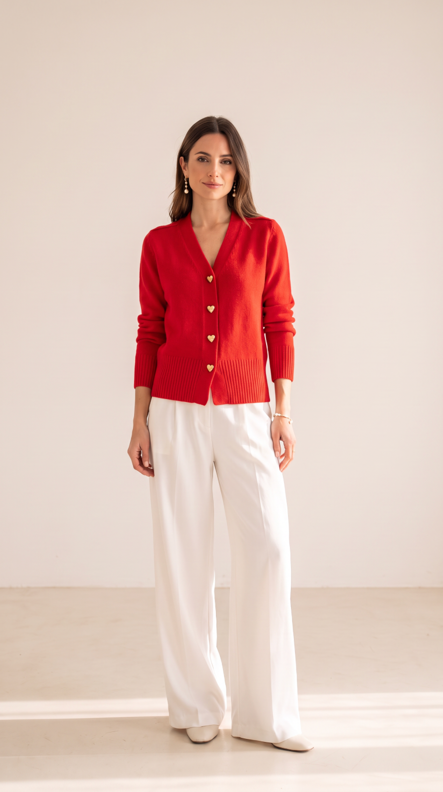 NOMI™ | Cardigan con Bottoni a Cuore Dorati