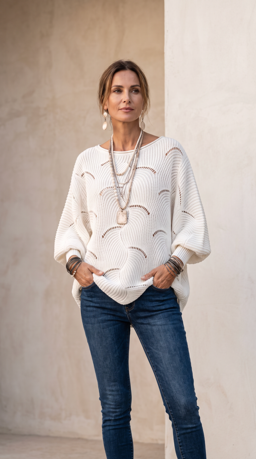 NOMI™ | Maglione Oversize Traforato con Pattern a Onde