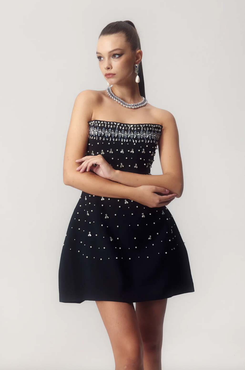 NOMI™ | Mini Abito con Pietre Strass