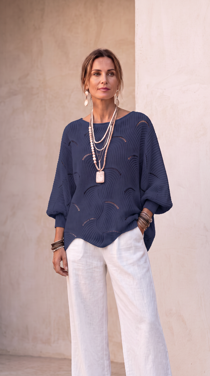 NOMI™ | Maglione Oversize Traforato con Pattern a Onde