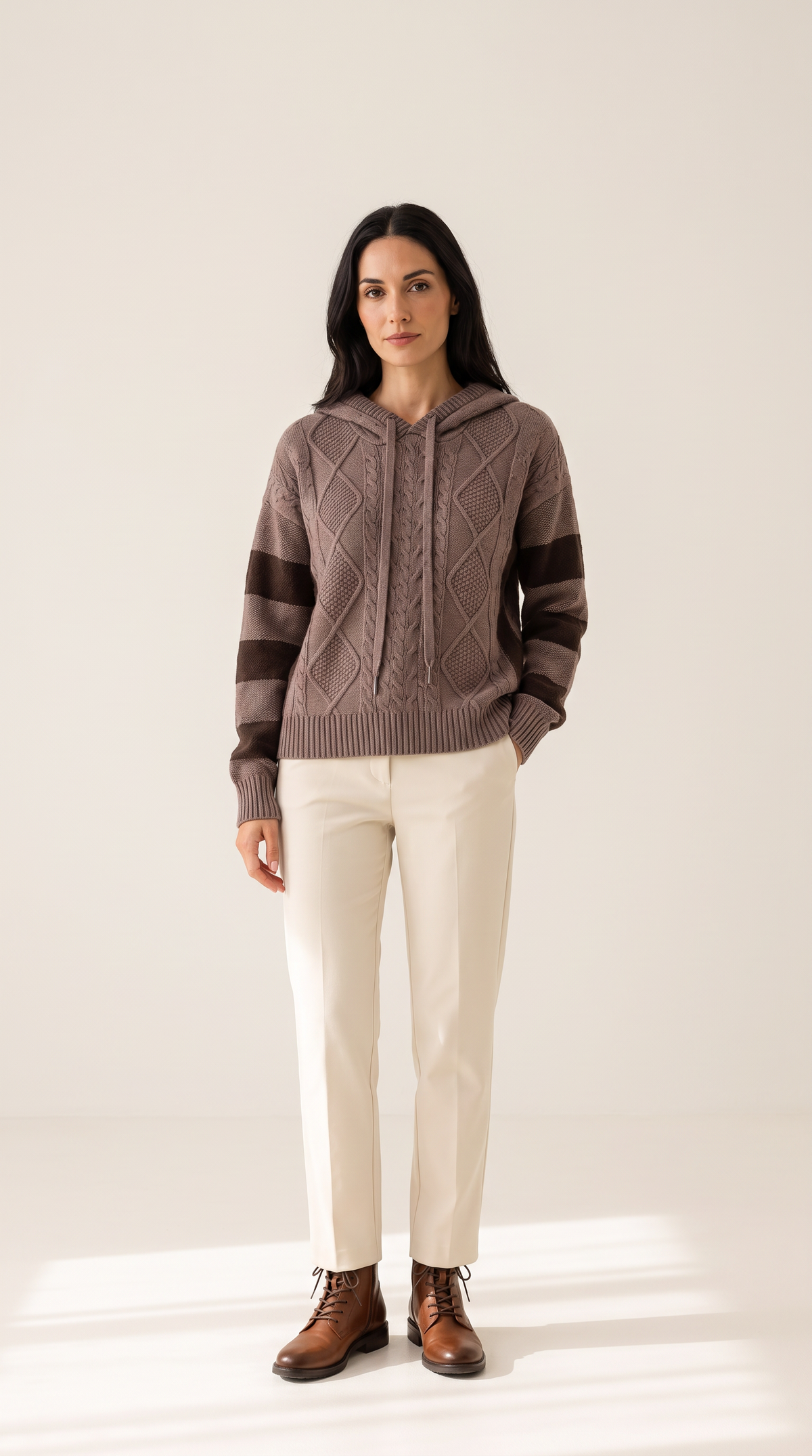Maglione Jacquard con Cappuccio