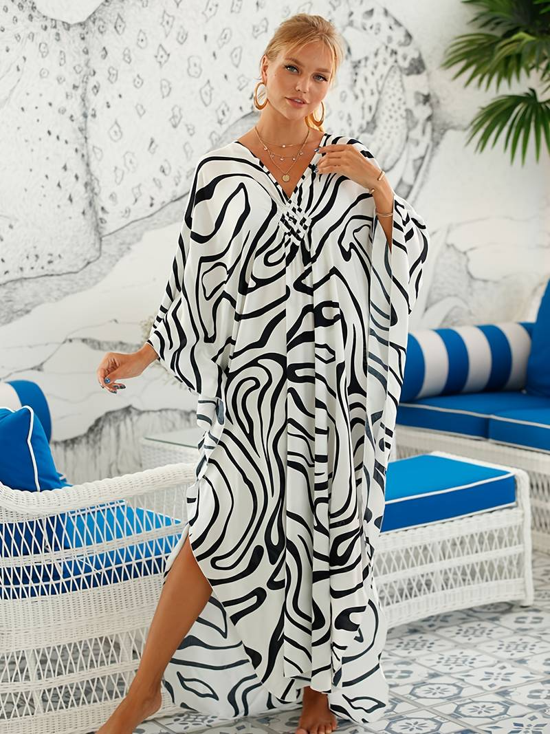 NOMI™ – Caftano elegante da spiaggia - Bianco