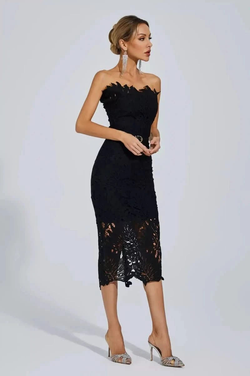 NOMI™ | Abito Cut-out Pizzo Bianco Strapless - Nomi