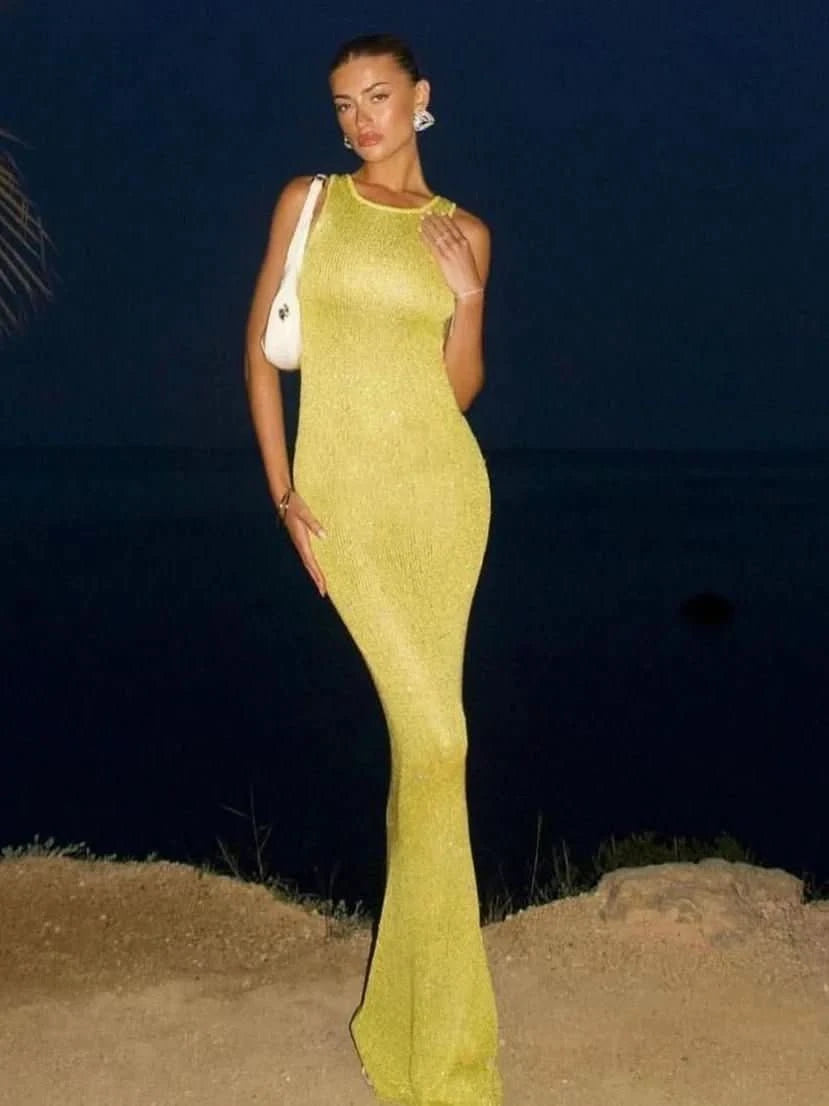 NOMI™ - Abito lungo con paillettes glitterate e vestibilità aderente - Nomi