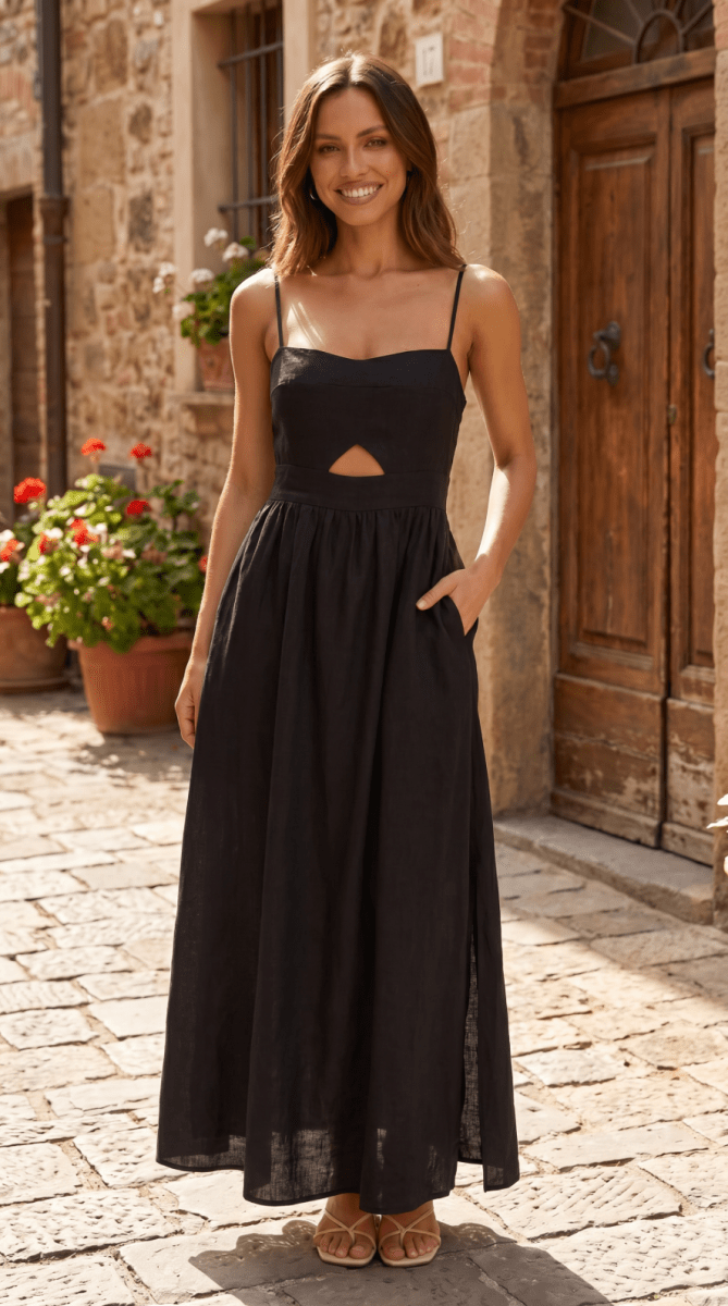 NOMI™ | Abito Maxi con Spacco e Cut-Out - Nomi