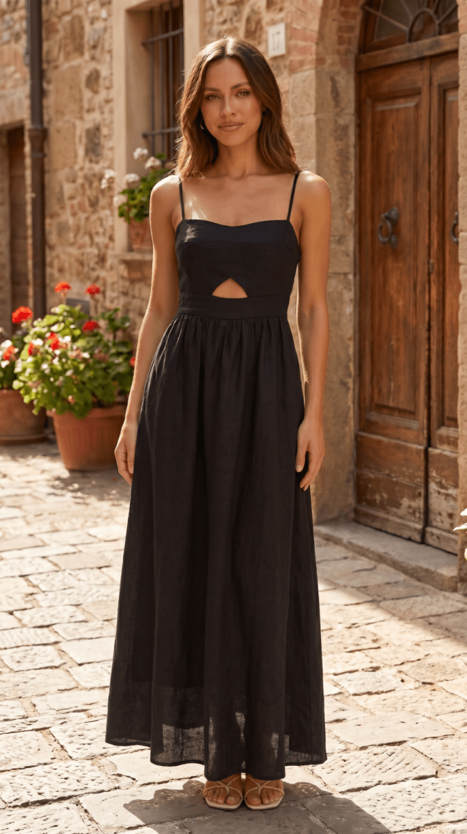 NOMI™ | Abito Maxi con Spacco e Cut-Out - Nomi