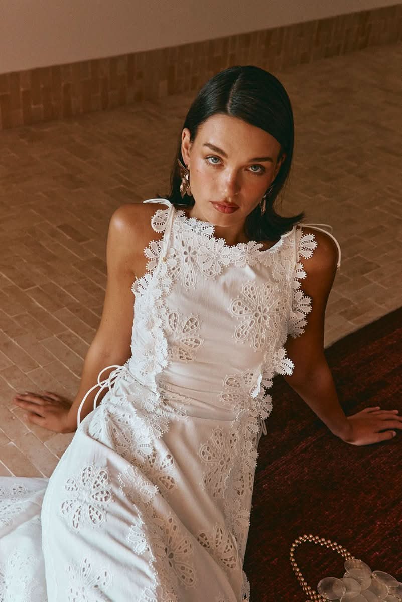 NOMI™ | Abito Maxi Ricamato – Bianco Romantico per l’Estate e le Cerimonie - Nomi