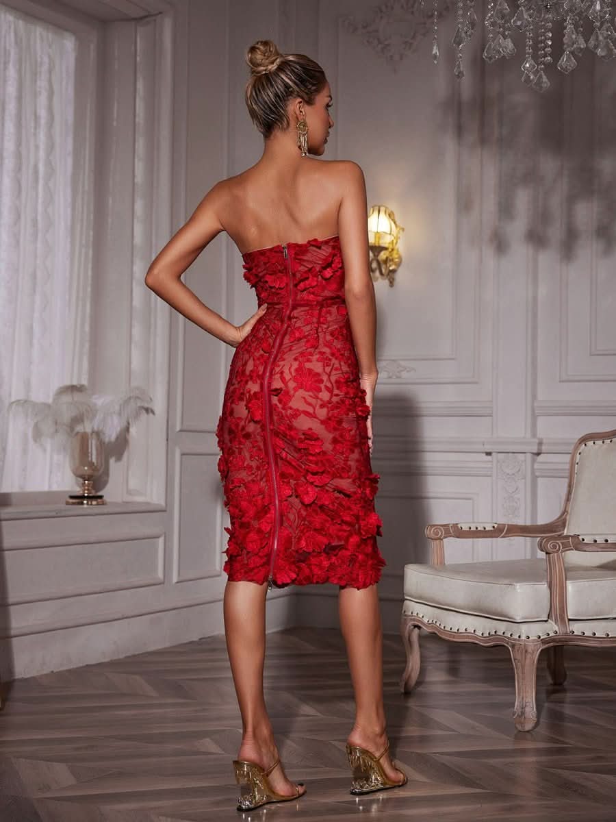 NOMI™ | Abito midi a fiori senza spalline - Nomi