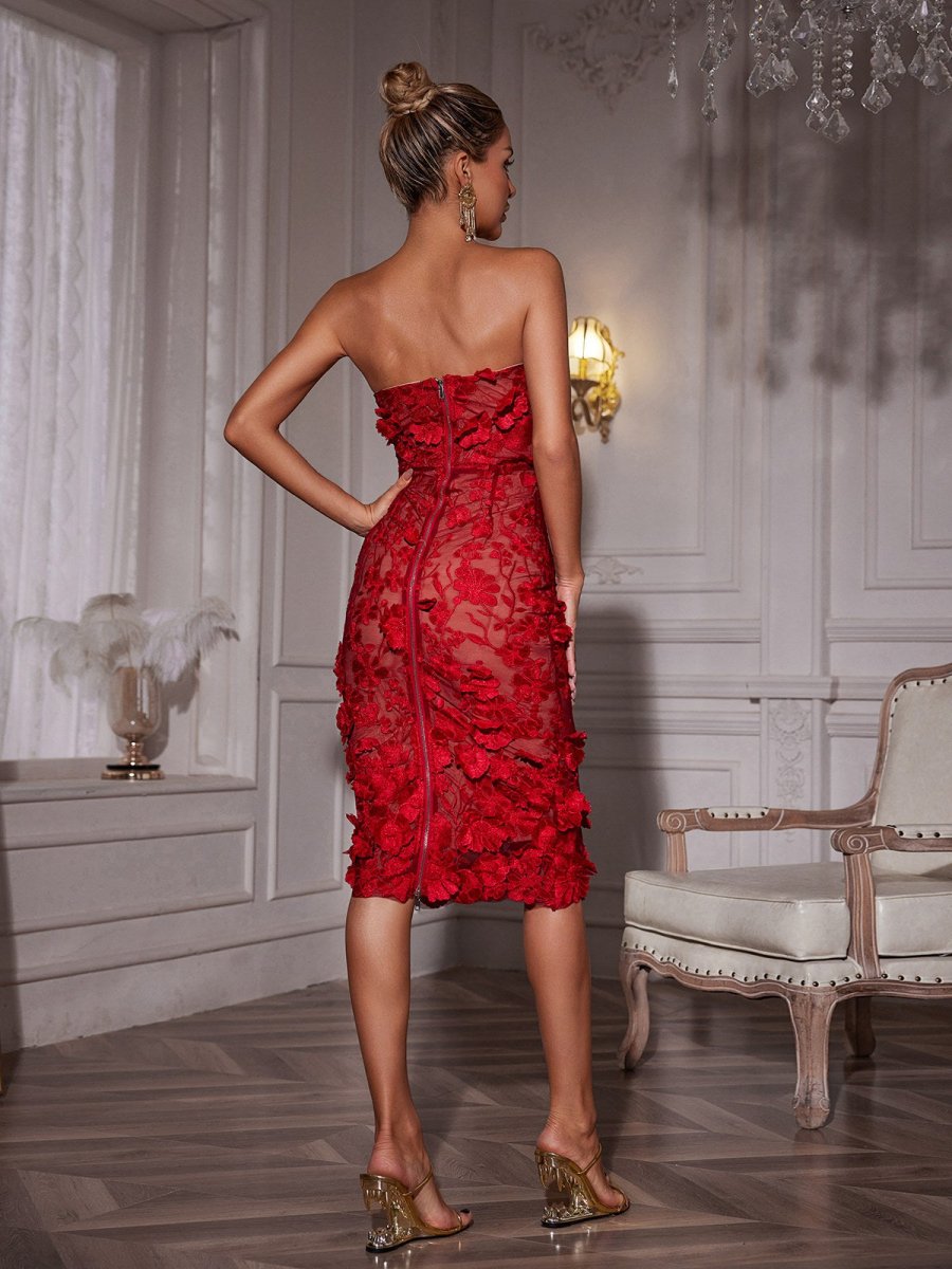 NOMI™ | Abito midi a fiori senza spalline - Nomi