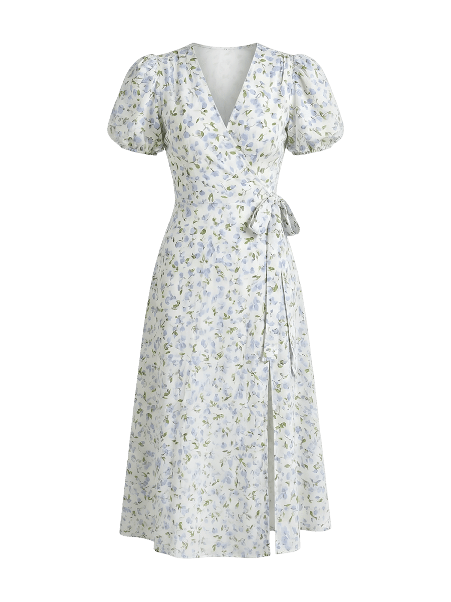 NOMI™ | Abito midi a portafoglio in cotone - Nomi