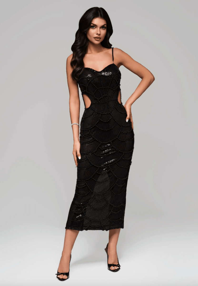 NOMI™ | Abito Midi con Perle - Nomi