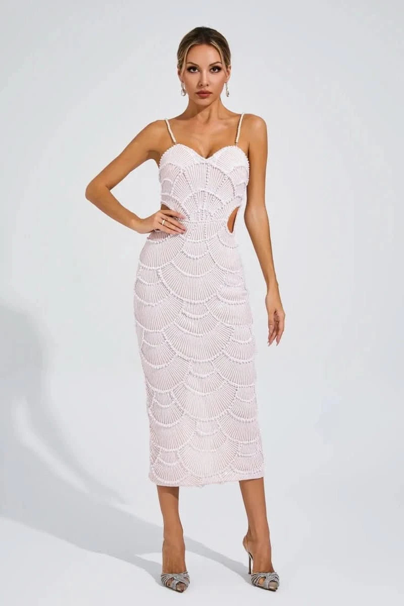 NOMI™ | Abito Midi con Perle - Nomi