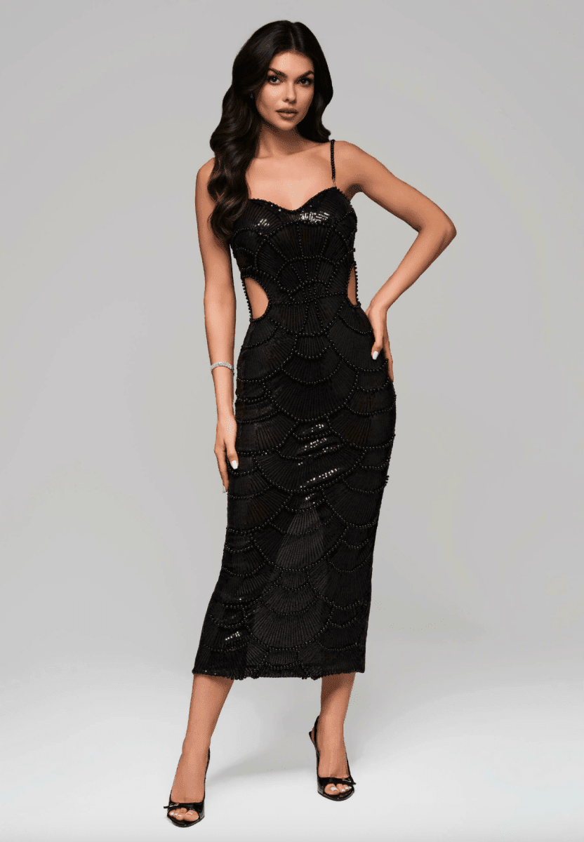 NOMI™ | Abito Midi con Perle - Nomi