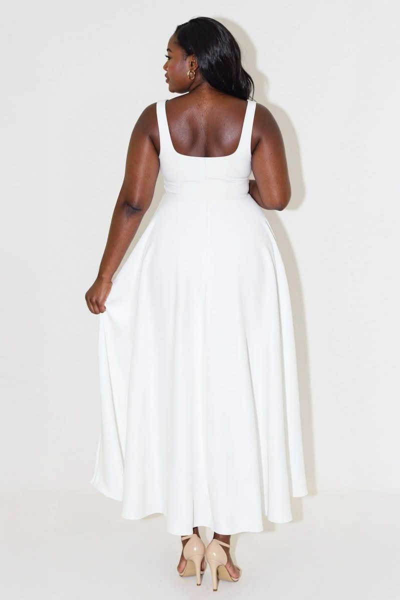 NOMI™ | Abito midi con scollo quadrato - Nomi
