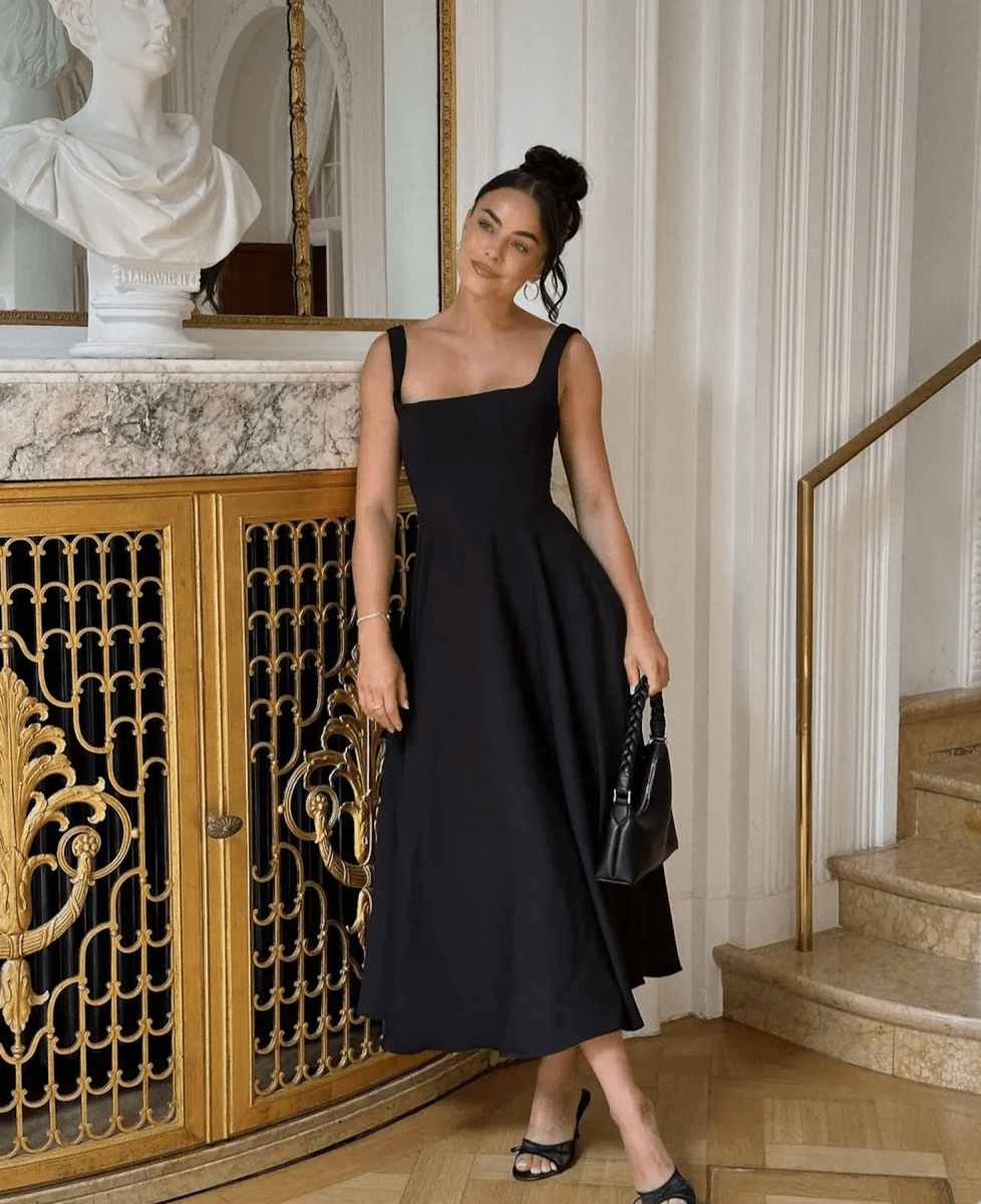 NOMI™ | Abito midi con scollo quadrato - Nomi