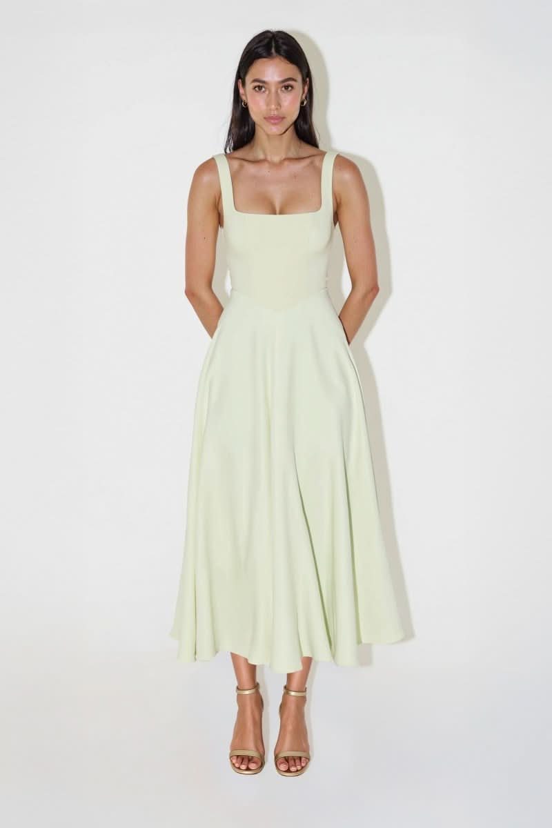 NOMI™ | Abito midi con scollo quadrato - Nomi