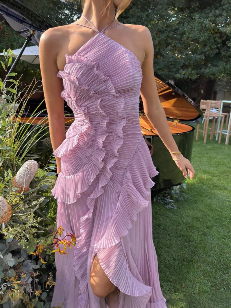 NOMI™ | Abito Plissé Lilla - Eleganza e Linea Scultorea - Nomi
