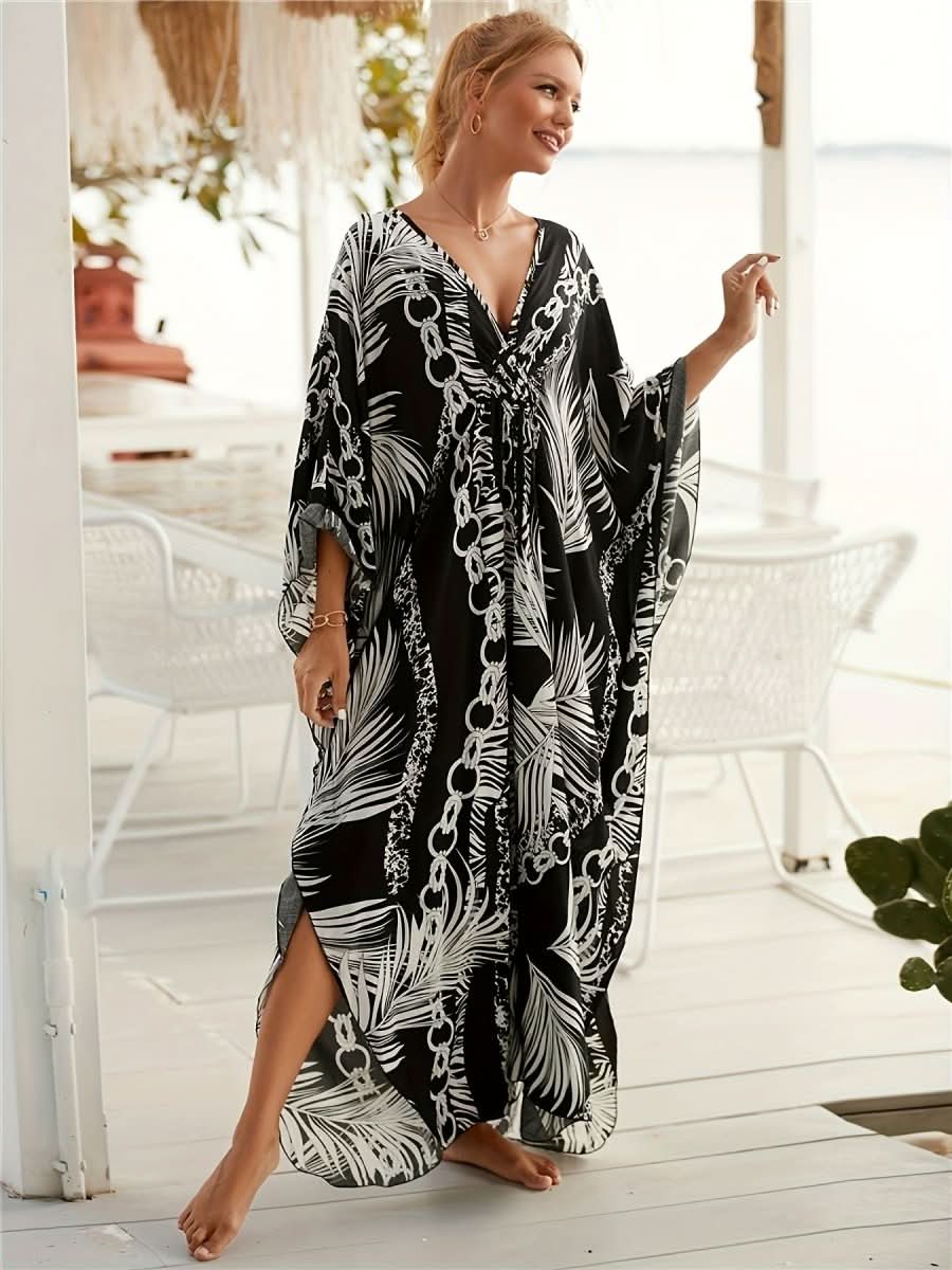 NOMI™ – Caftano elegante da spiaggia - Nero - Nomi