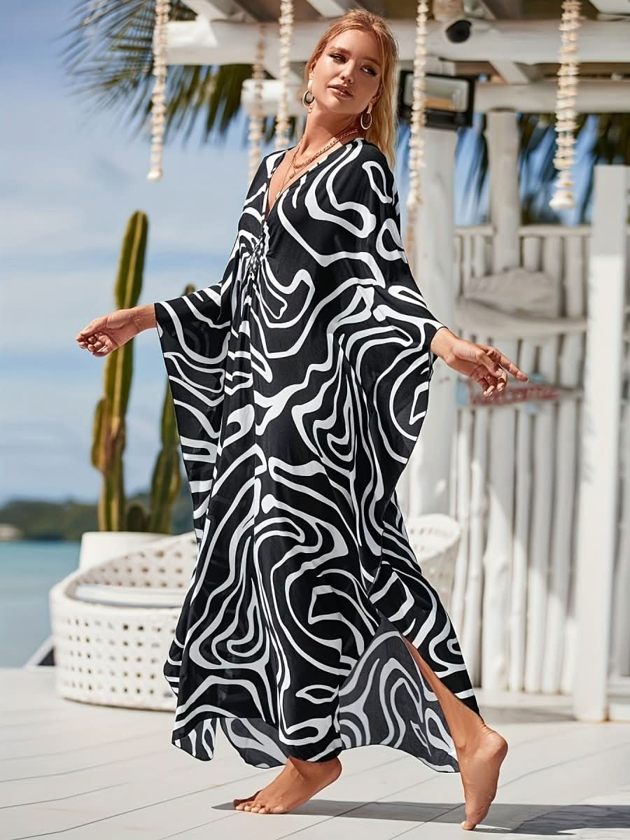 NOMI™ - Caftano elegante da spiaggia - Nero1 - Nomi