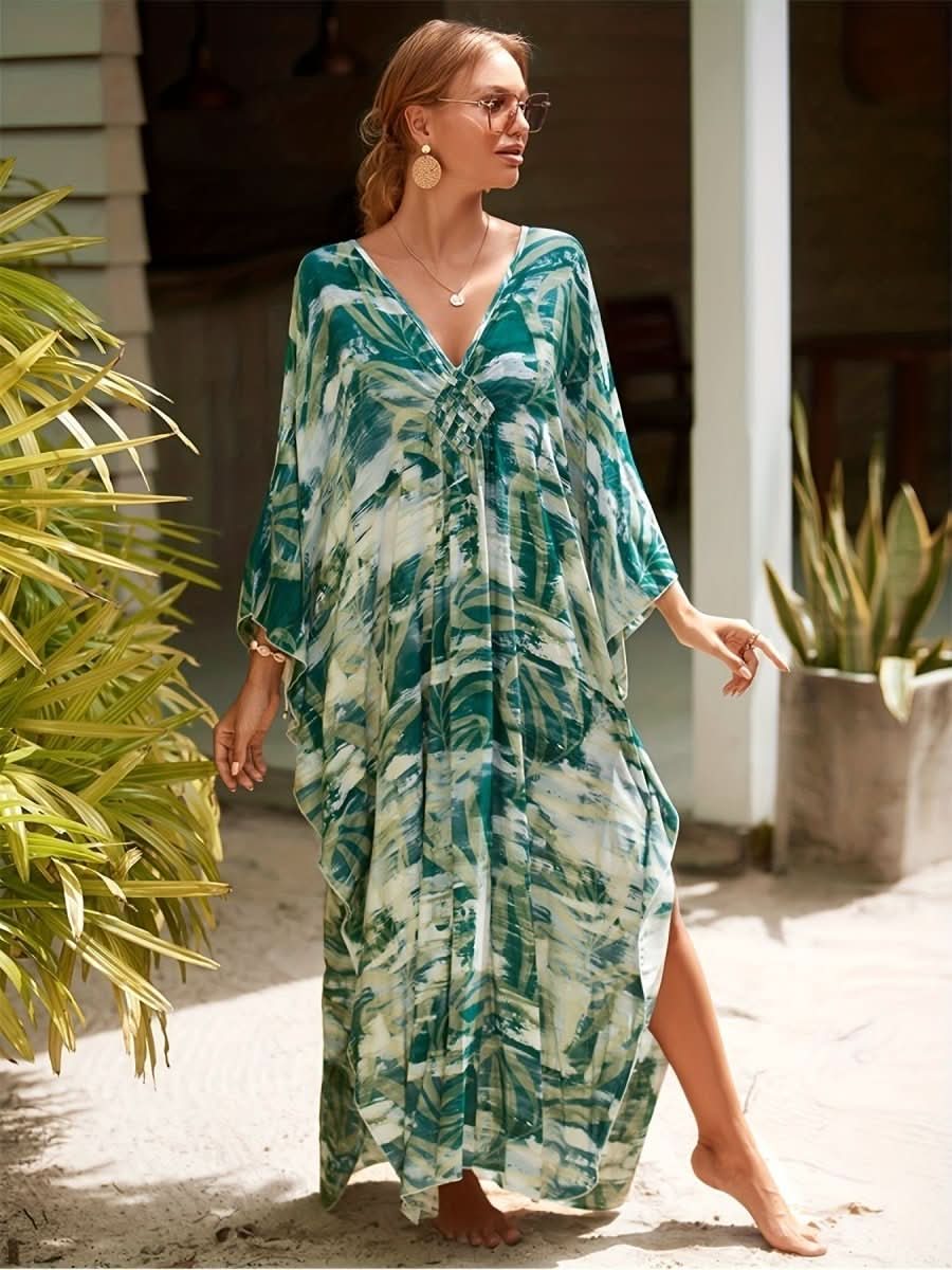 NOMI™ – Caftano elegante da spiaggia - Verde - Nomi