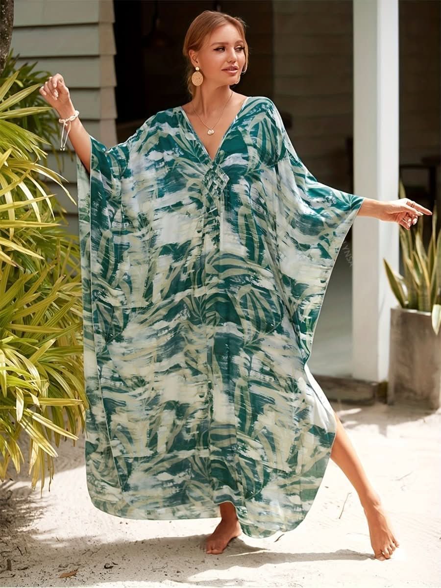 NOMI™ – Caftano elegante da spiaggia - Verde - Nomi