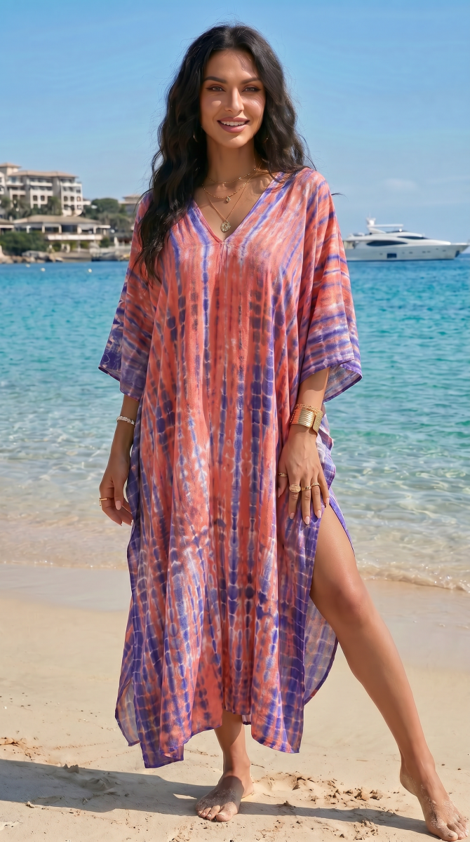 NOMI™ | Caftano Tie-Dye Maxi Da Spiaggia - Nomi