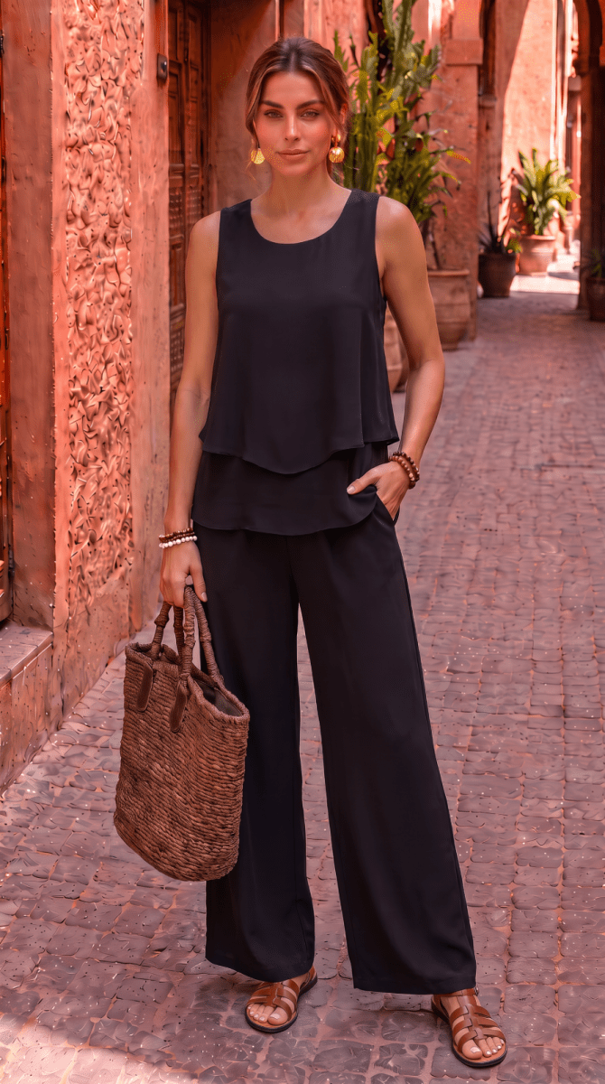 NOMI™ | Completo Top a Strati Pantalone Wide Leg - Nomi