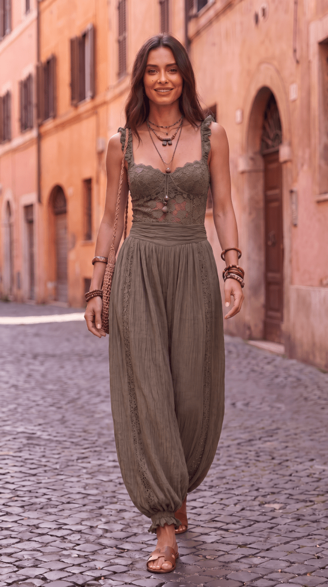 NOMI™ | Tuta Boho con Top in Pizzo & Pantalone Harem - Nomi