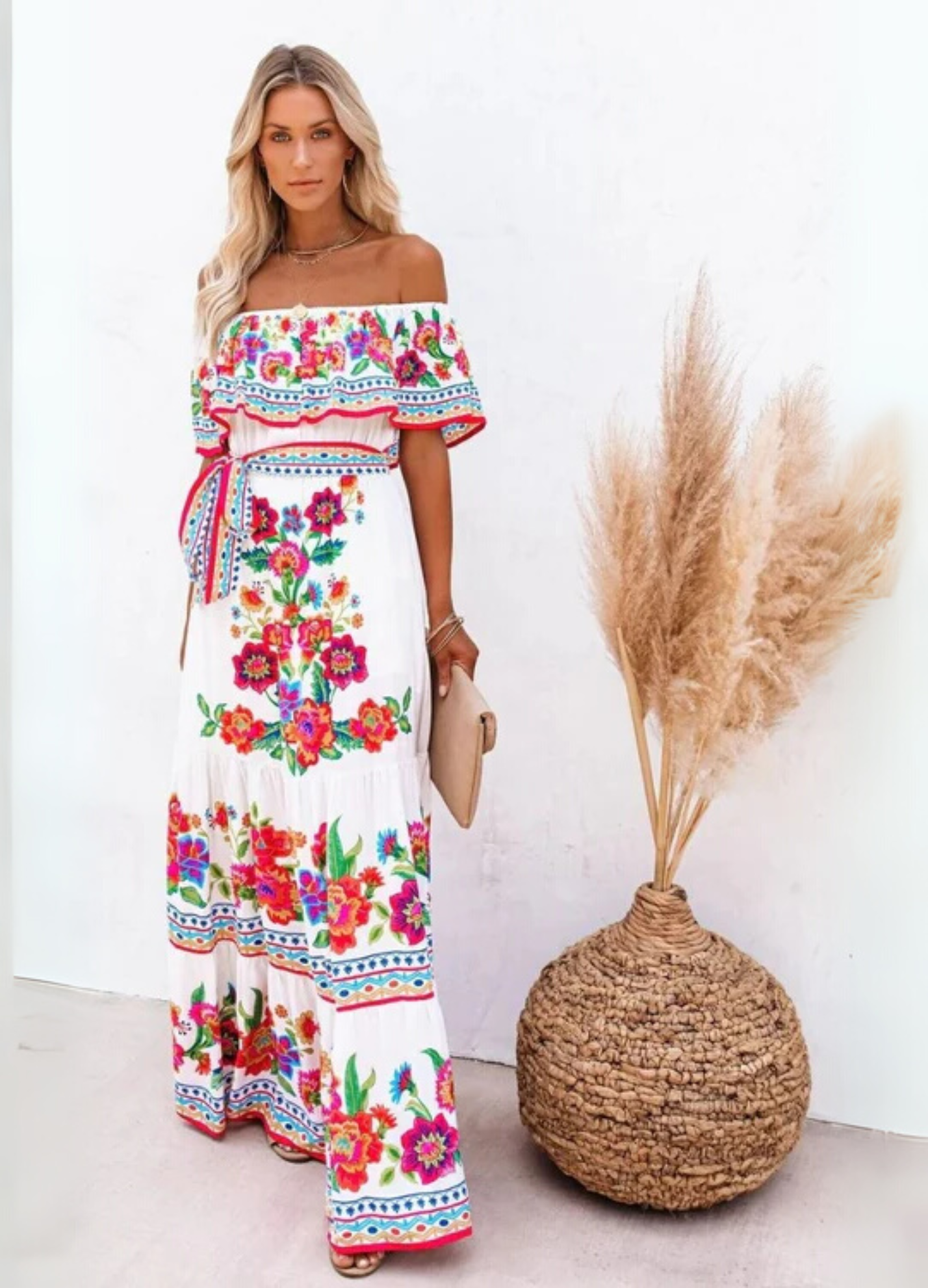 NOMI™ | Abito Boho Lungo con Stampa Floreale