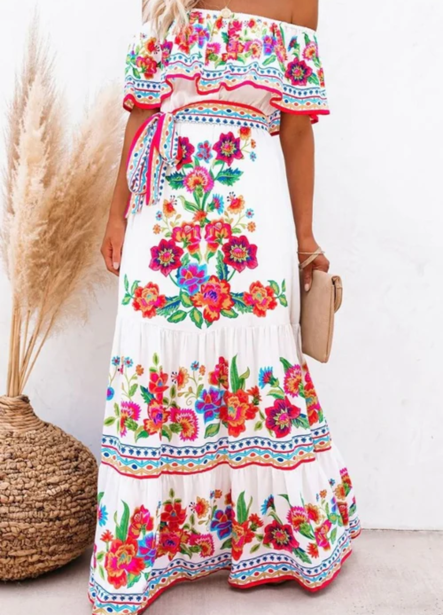 NOMI™ | Abito Boho Lungo con Stampa Floreale