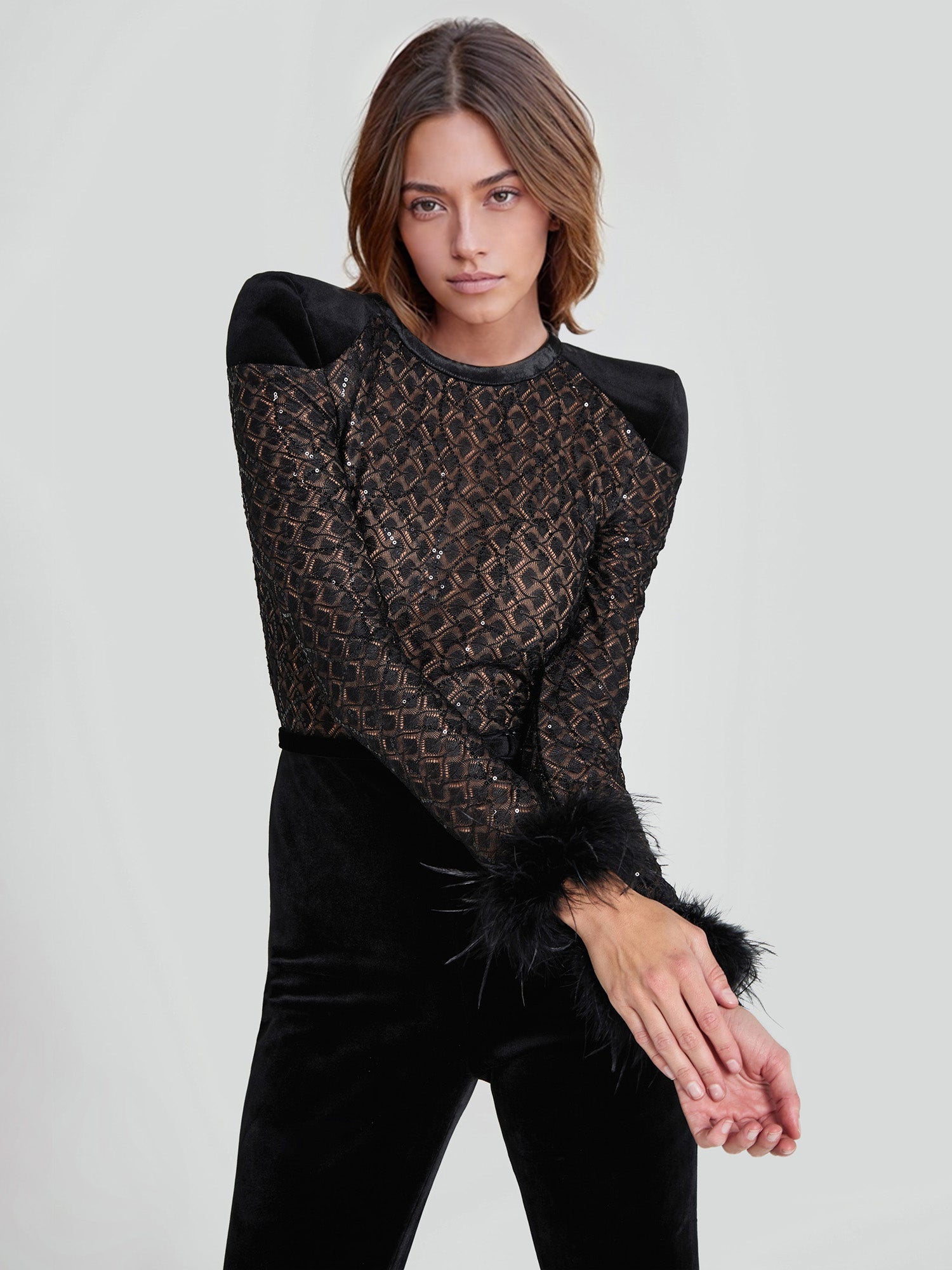 NOMI™ | Tuta Flare Pizzo & Paillettes