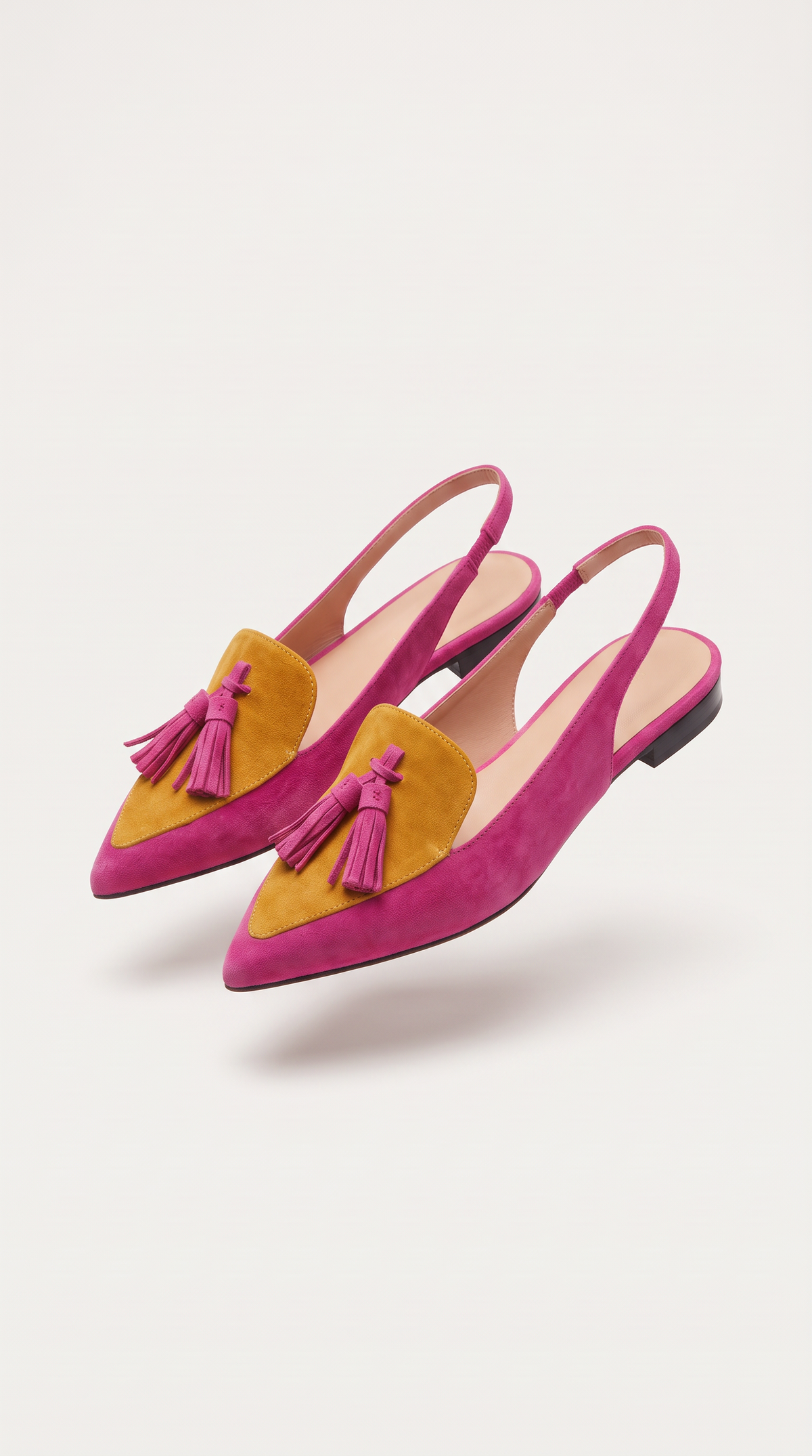 NOMI™ Slingback a Punta con Nappine — Fucsia e Senape
