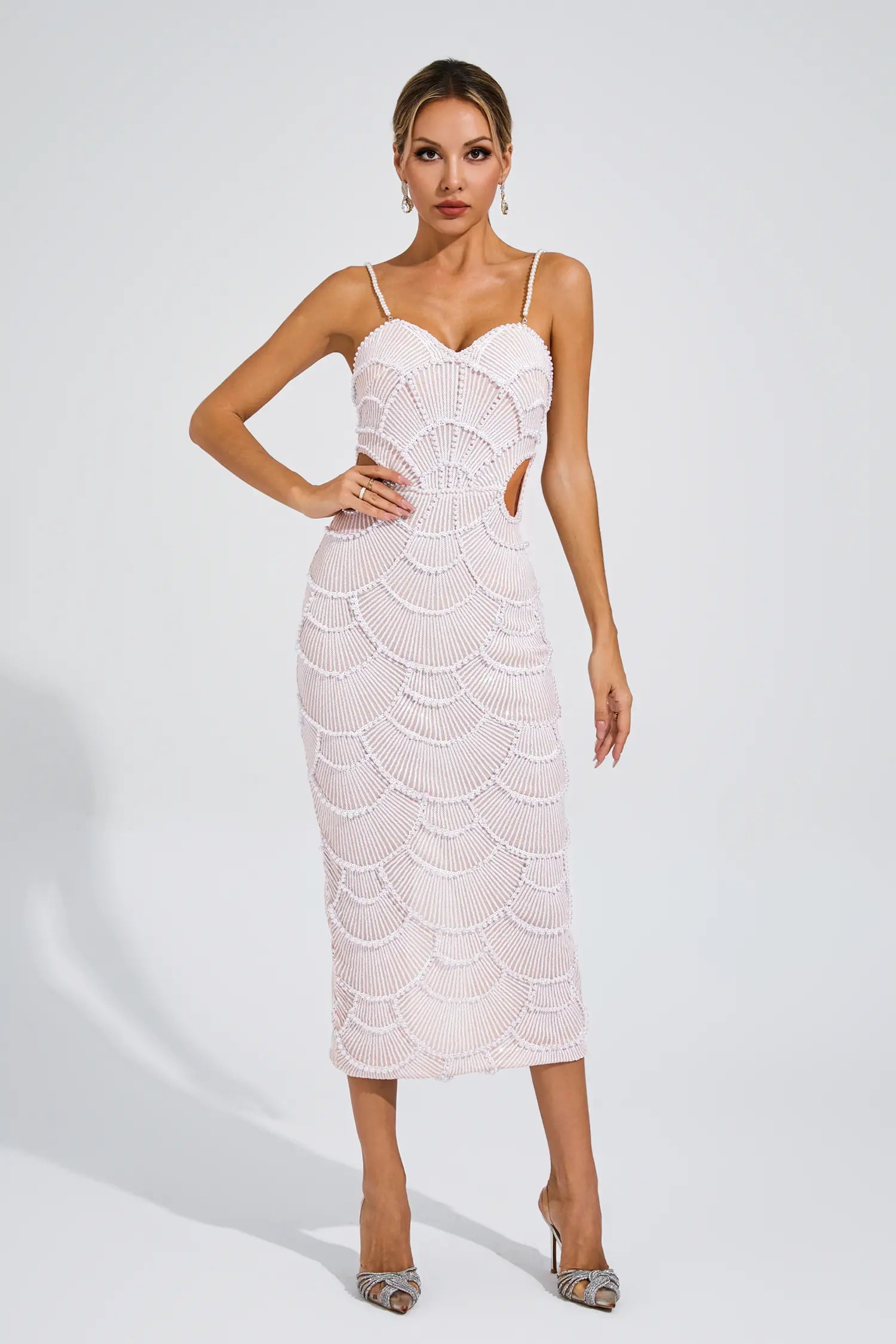 NOMI™ | Abito Midi con Perle