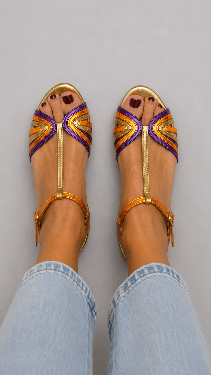 NOMI™ | Sandali Flat con Cinturini Multicolor