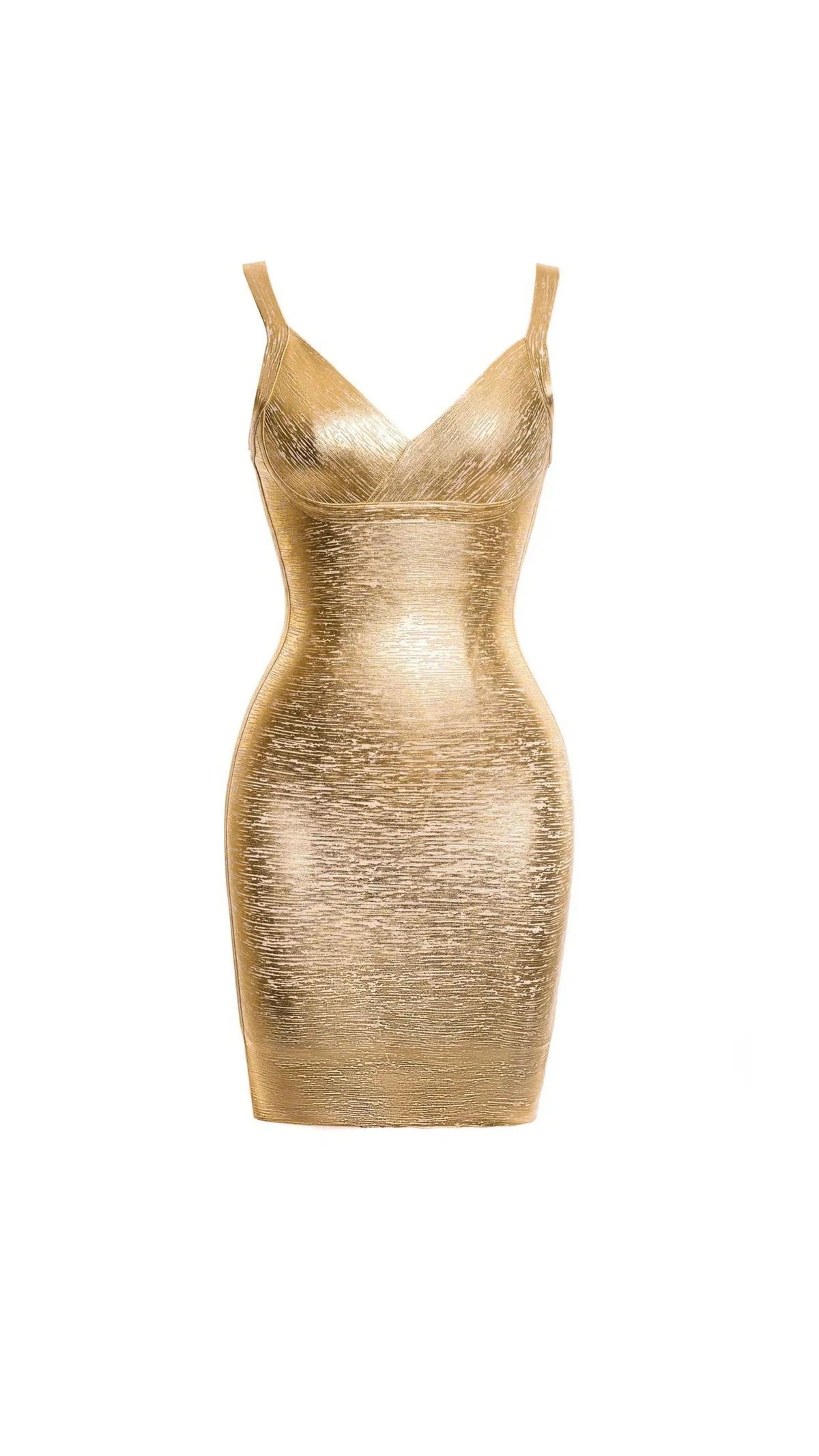 NOMI™ | Mini abito fasciato oro metallizzato