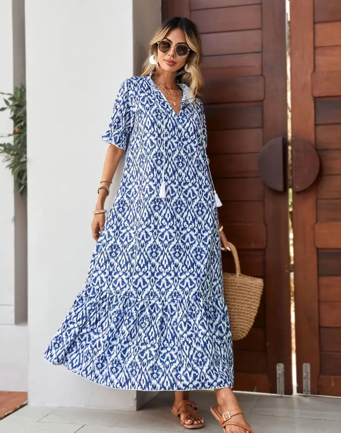 Nomi™- Abito Estivo Boho Vintage con Scollo a V