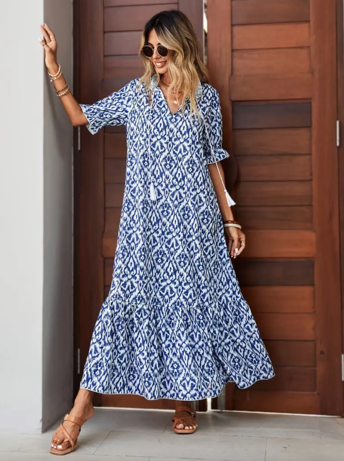Nomi™- Abito Estivo Boho Vintage con Scollo a V