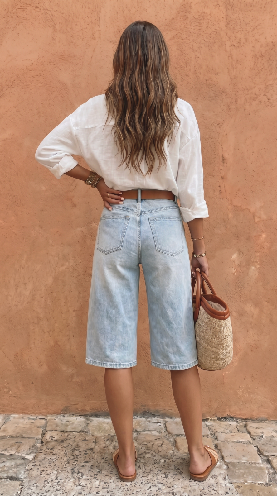NOMI™ | Culotte Denim a Gamba Larga