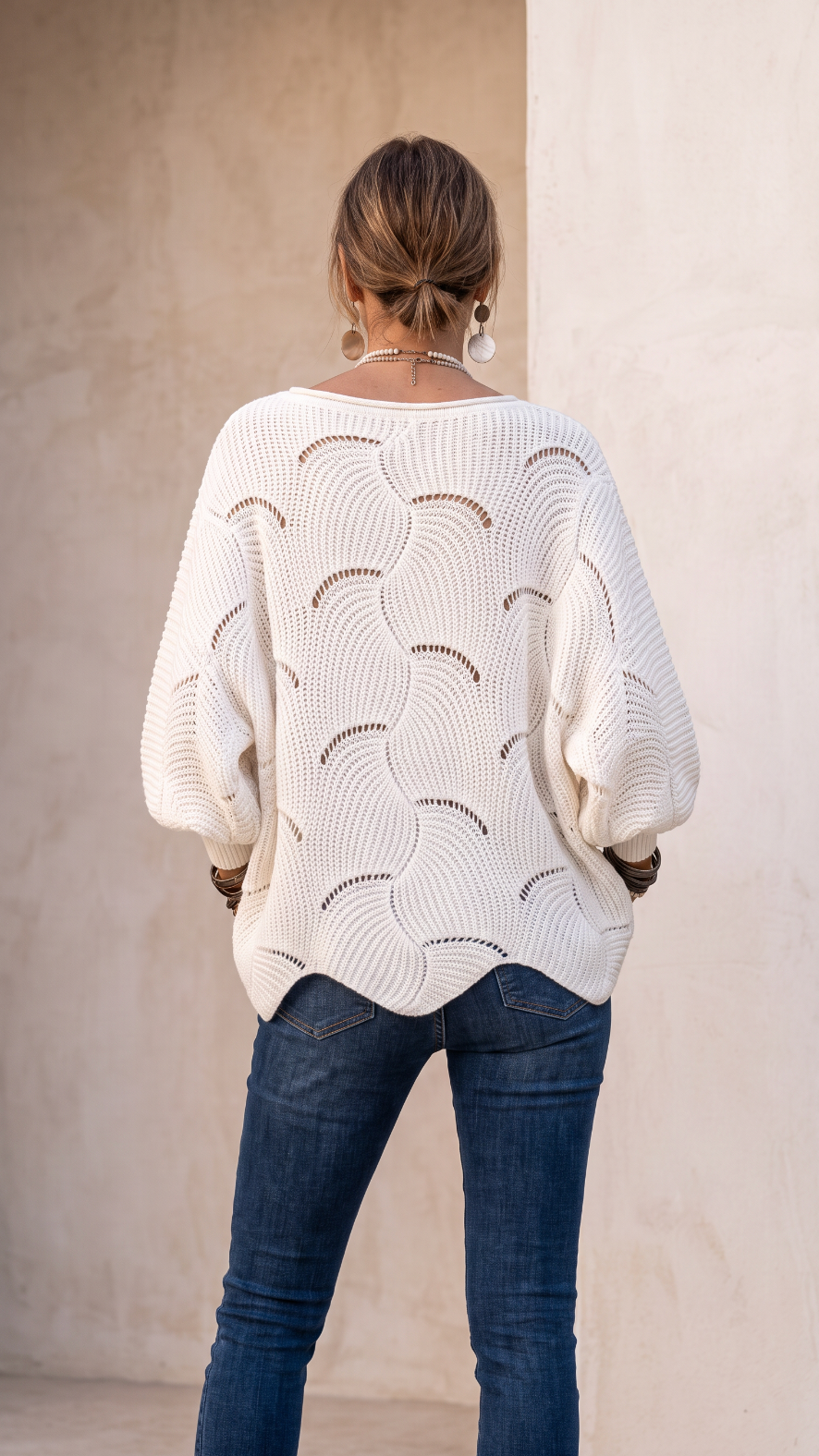 NOMI™ | Maglione Oversize Traforato con Pattern a Onde