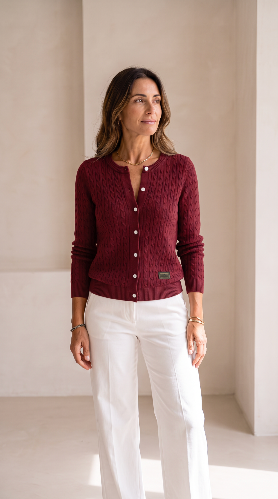NOMI™ | Cardigan a Trecce con Bottoni