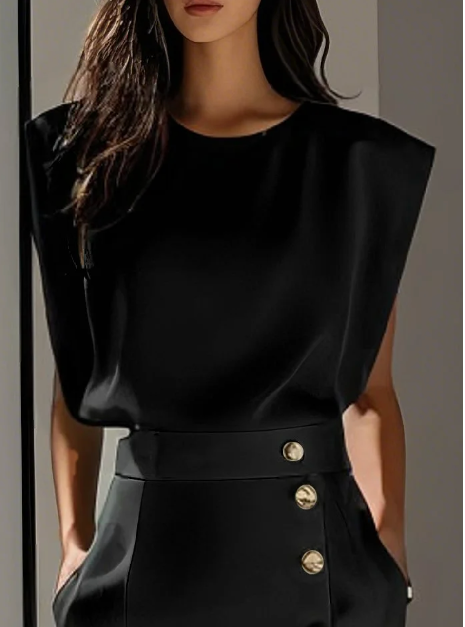 NOMI™ | Abito Avorio Elegante da Donna – Vestito Estivo con Bottoni Dorati e Spacco Laterale