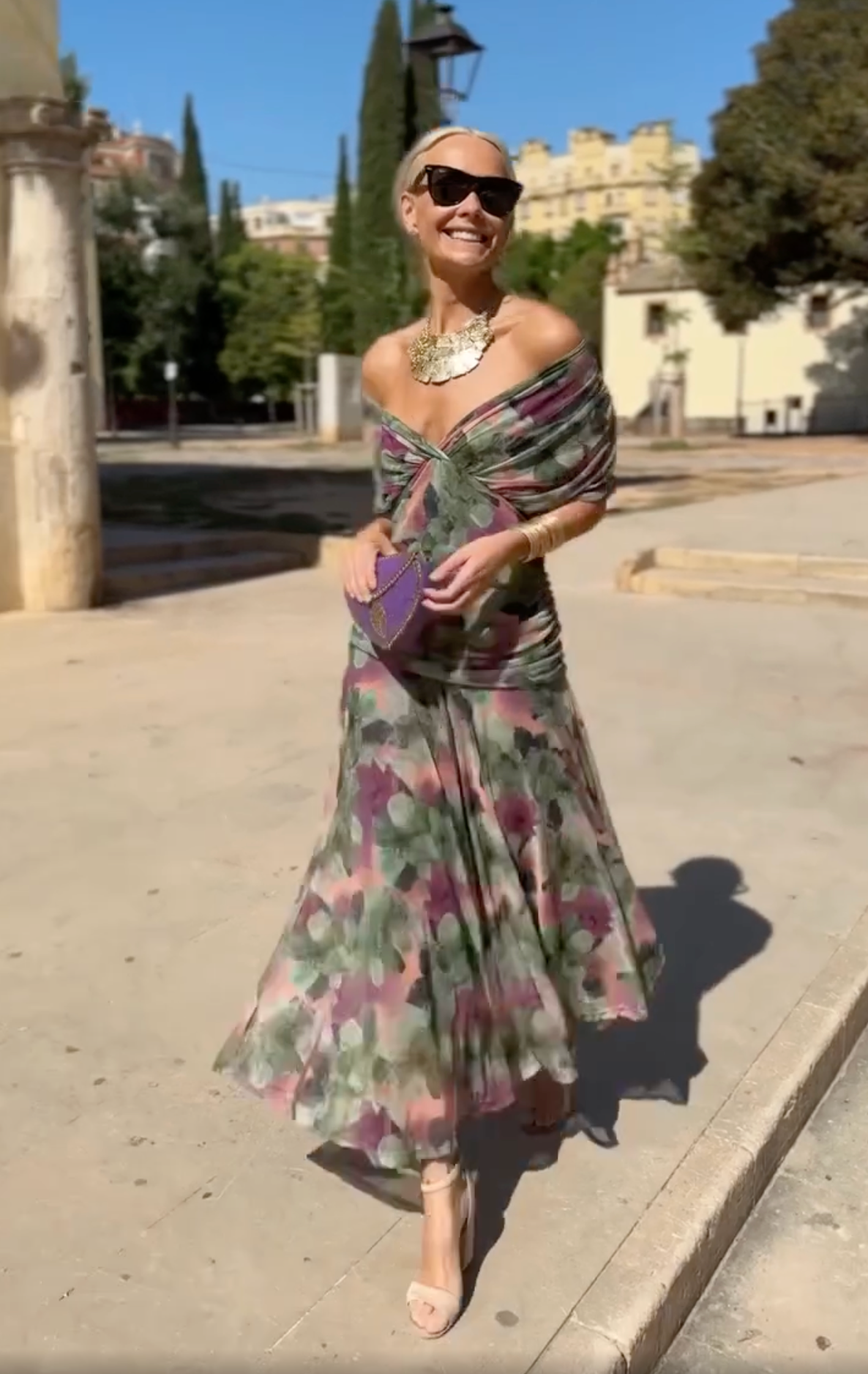 NOMI™ | Vestito Elegante Donna – Abito Floreale Lungo Romantico