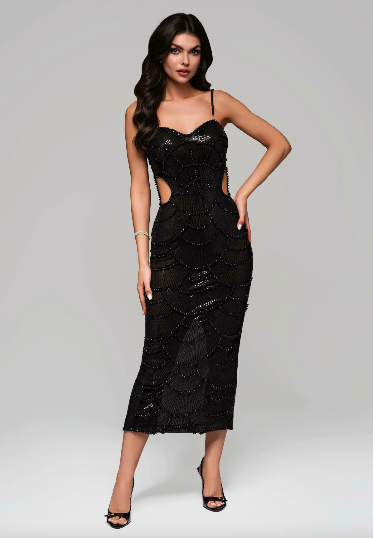 NOMI™ | Abito Midi con Perle