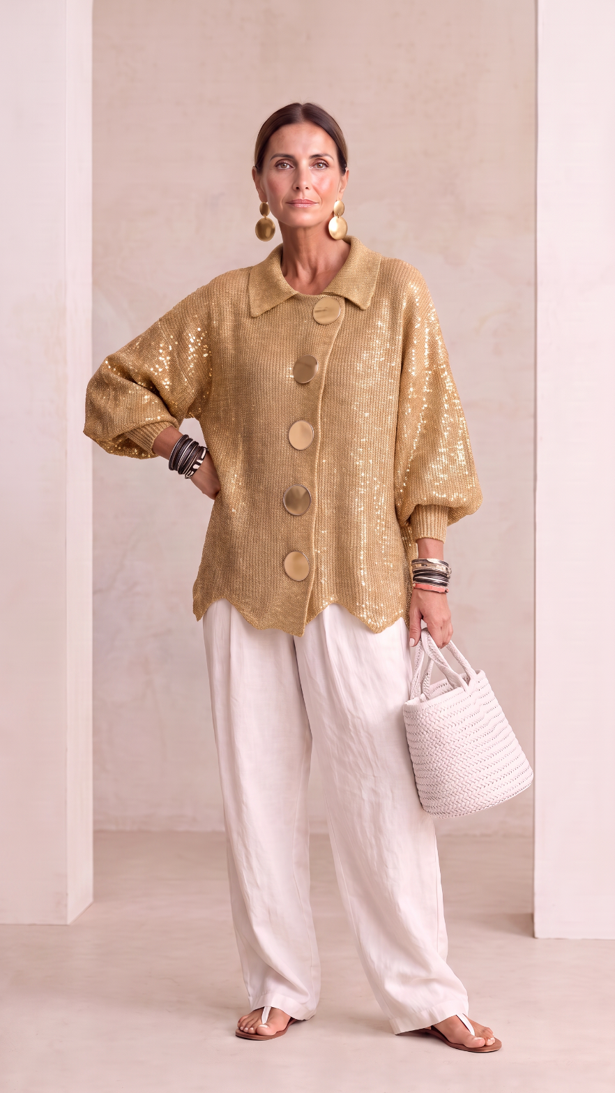 NOMI™ | Cardigan Oversize con Bottoni Dorati Maxi