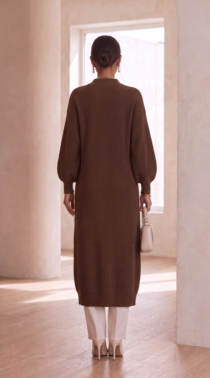NOMI™ | Maxi Maglione Asimmetrico con Bottoni Dorati