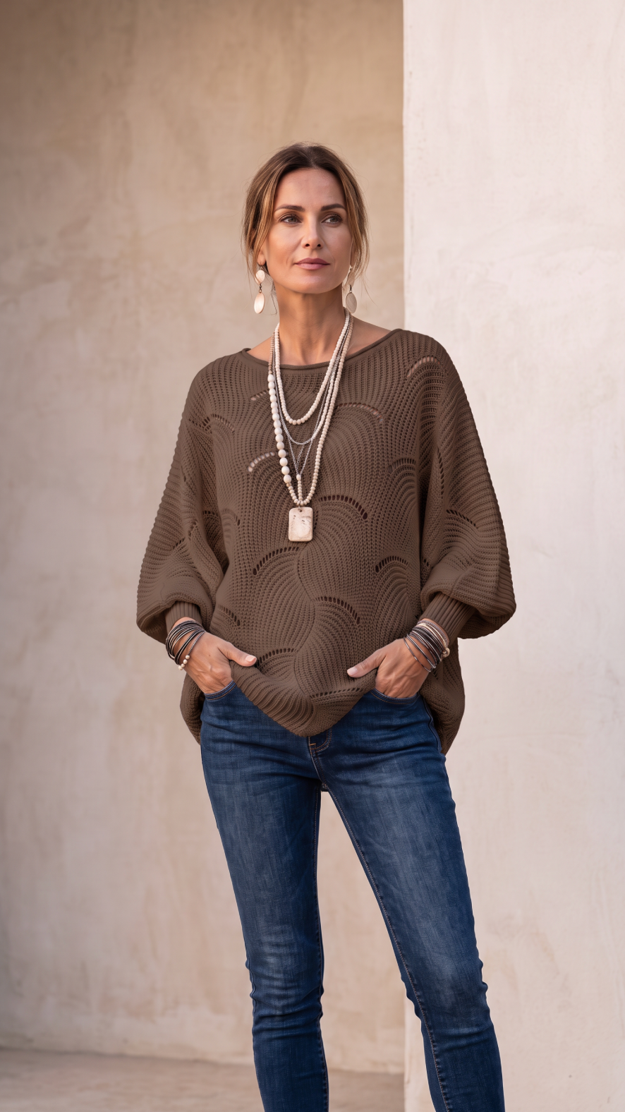 NOMI™ | Maglione Oversize Traforato con Pattern a Onde